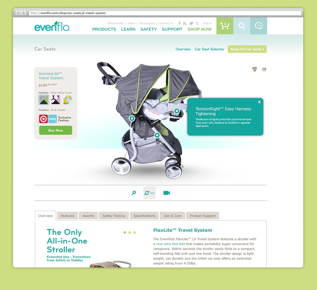 Car seat detail page