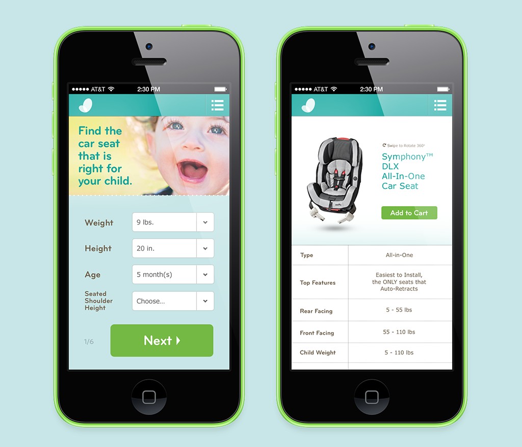 Car seat finder tool on mobile devices