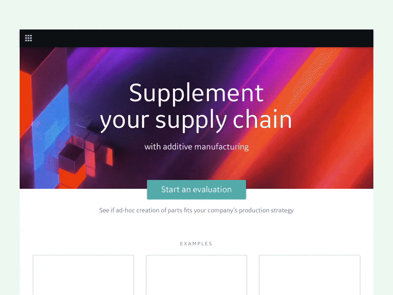 Animated homepage design for evaluation tool web app